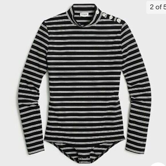 J Crew black and white striped bodysuit. Sz S - Picture 2 of 8
